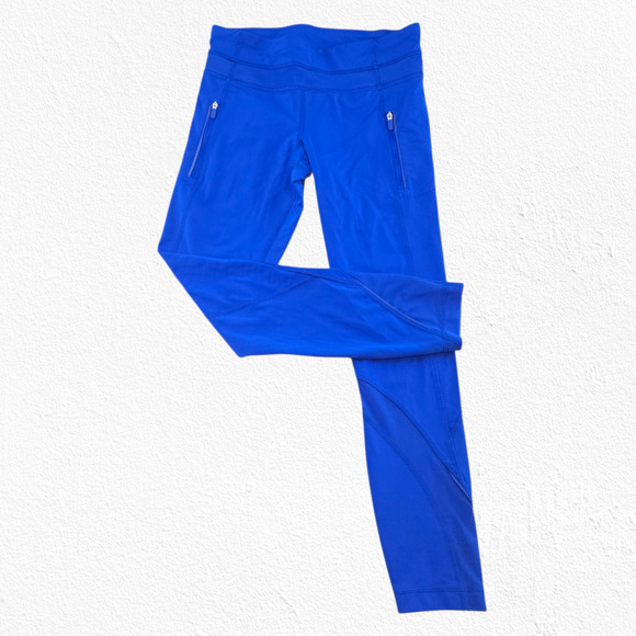 Lululemon Inspire Tight II 25” Cerulean Blue Mesh Reflective Run Leggings Size 6 - Picture 1 of 8